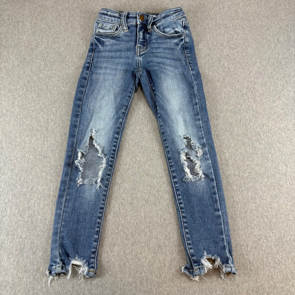 Kancan Jeans Youth Girls‎ 6 Distressed Stretch Denim Ripped Frayed Hem